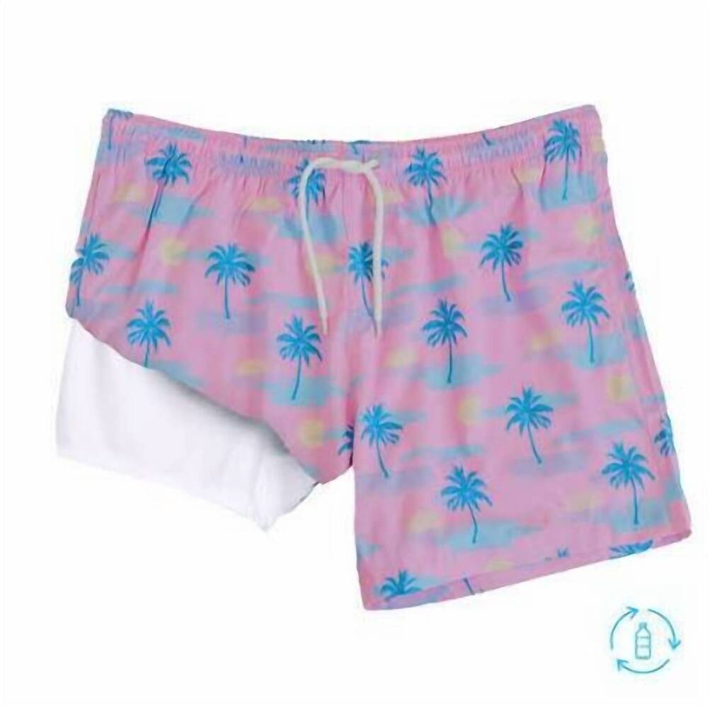 NEW BERMIES kids sunset palms shorts in pink